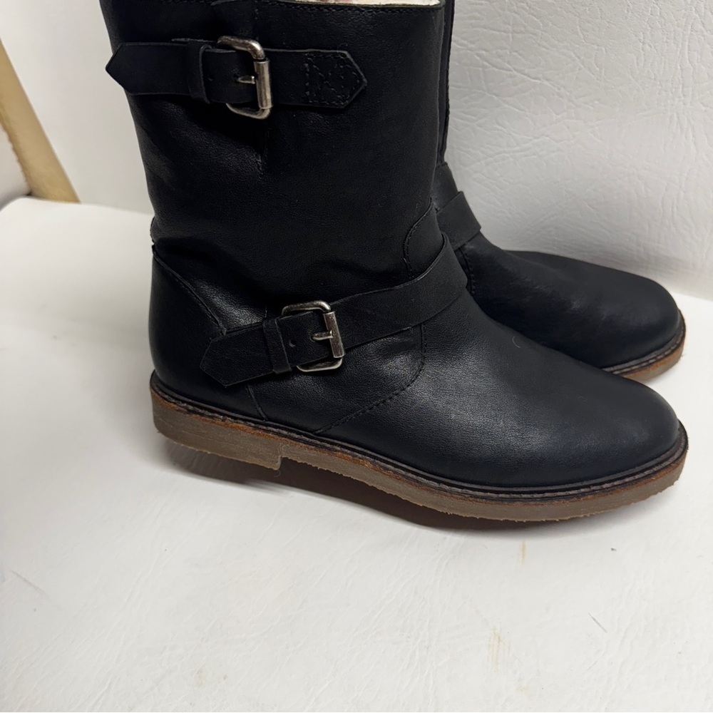 Madewell Boots Women's 9 Black Casey Shearling Lined Moto Soft Leather